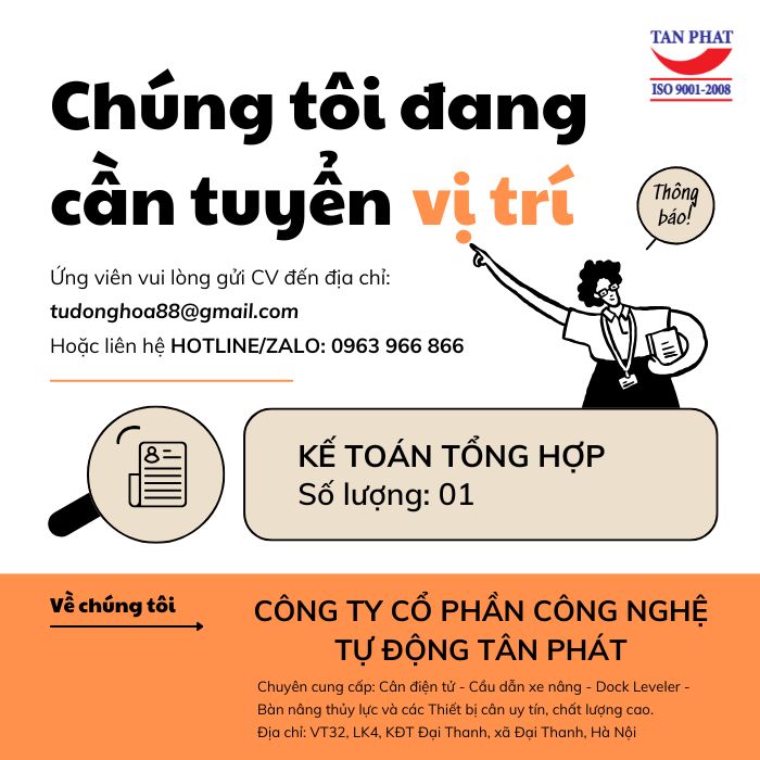 TUYỂN KẾ TOÁN TỔNG HỢP - THU NHẬP CAO - THỎA THUẬN TÙY NĂNG LỰC