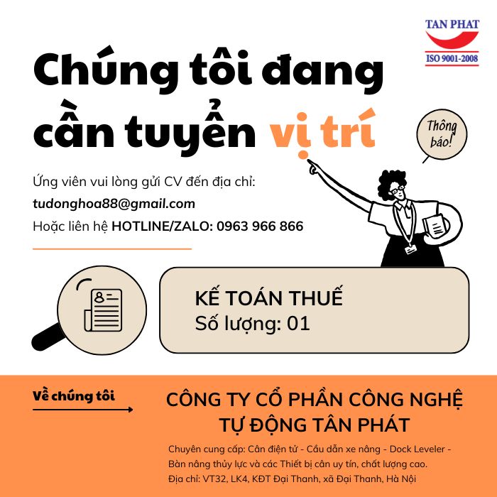 TUYỂN DỤNG KẾ TOÁN THUẾ - KĐT ĐẠI THANH, HÀ NỘI