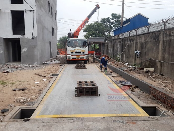 Trạm cân ô tô 60 tấn dài 12m lắp đặt tại Thái Bình