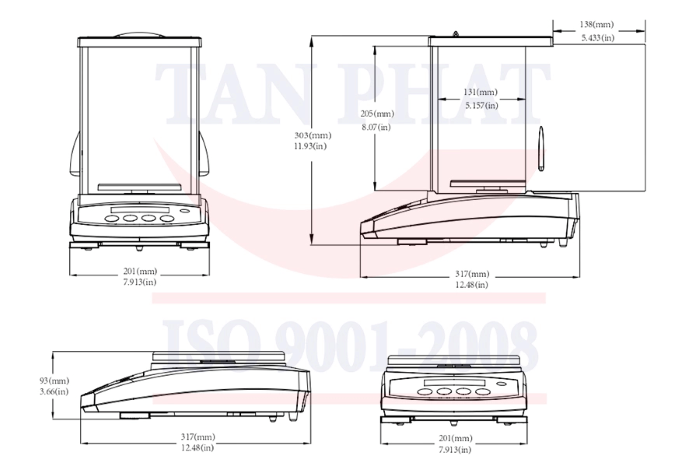 Bản vẽ kỹ thuật cân điện tử PR429/E