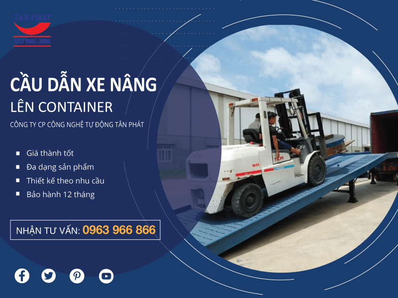 Cầu dẫn xe nâng lên container Tân Phát