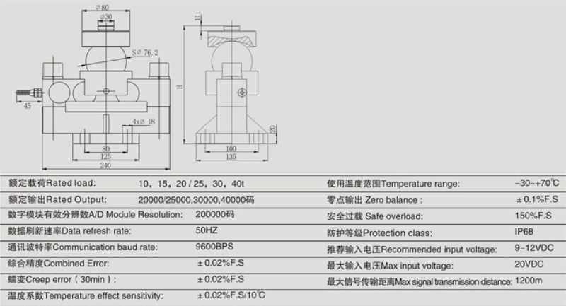 Bản vẽ và thông số kỹ thuật loadcell QS-D Keli