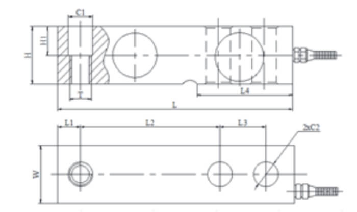 Bản vẽ cấu tạo loadcell SQB 2 tấn 