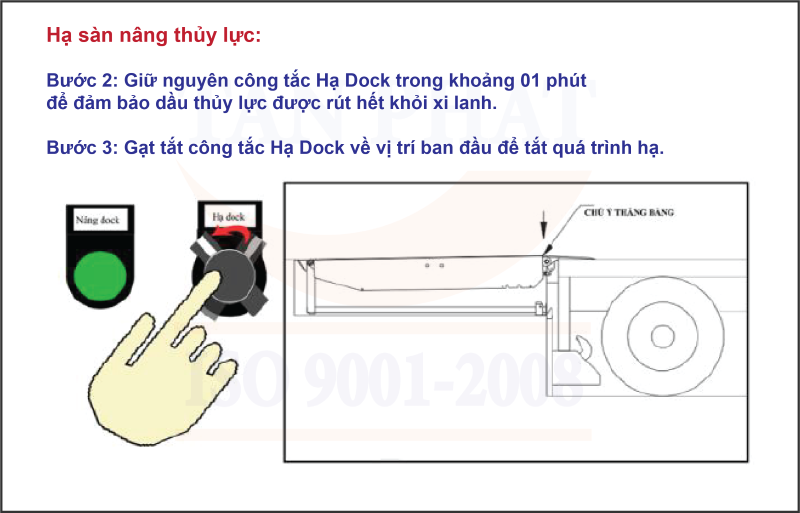 - Bước 3: Gạt tắt công tắc Hạ Dock về vị trí ban đầu để tắt quá trình hạ.