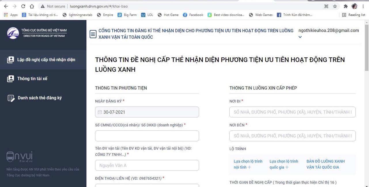 luồng xanh đăng ký như thế nào