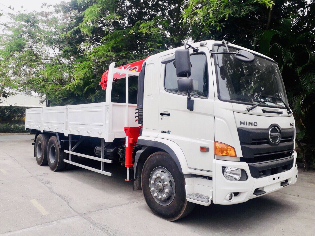 Xe Tải Hino Thùng Lửng Gắn Cẩu Unic 344K 15 Tấn