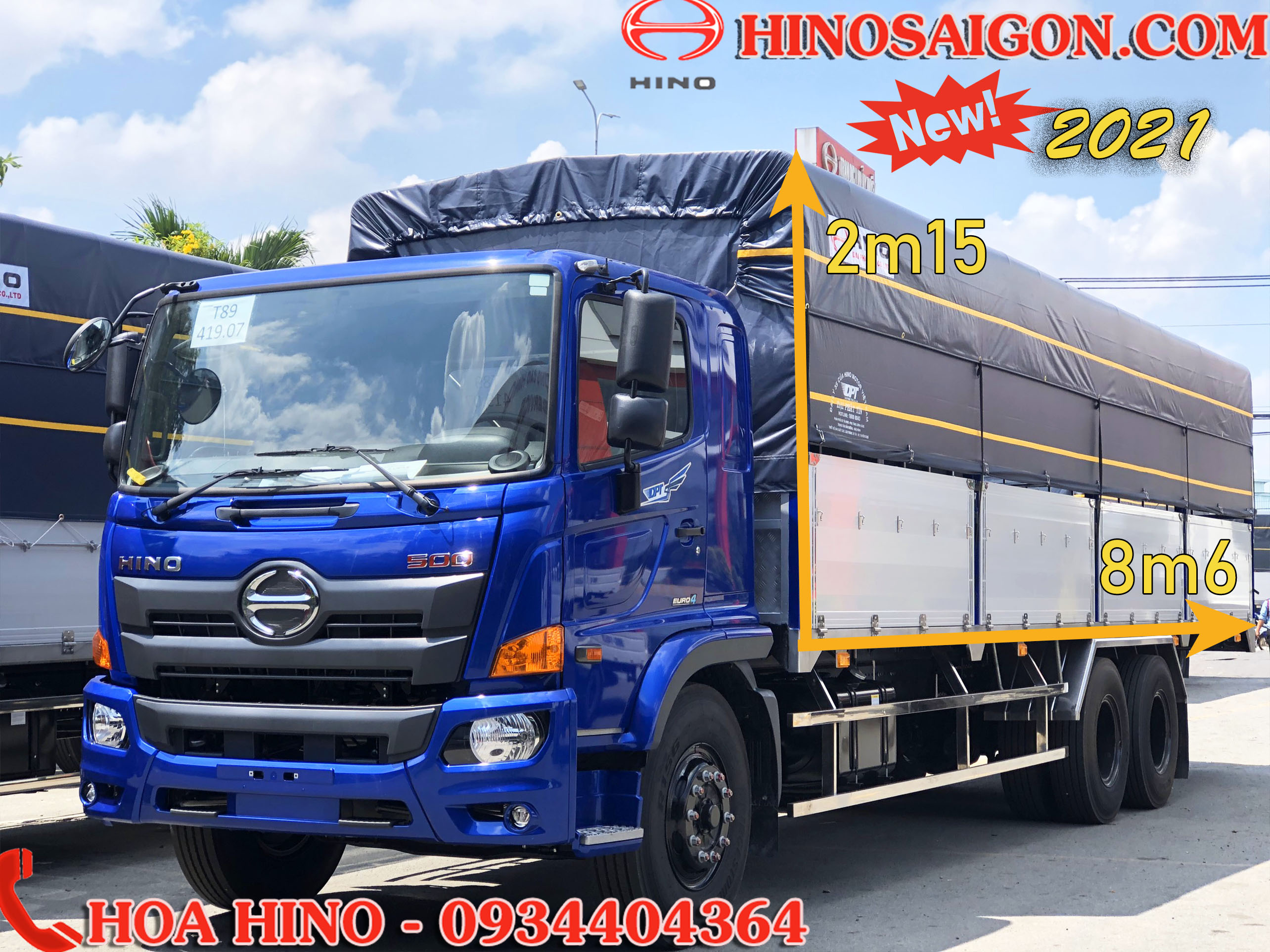 Xe tải Hino 3 chân 15 tấn thùng nhôm inox dài 9m5 Euro 4