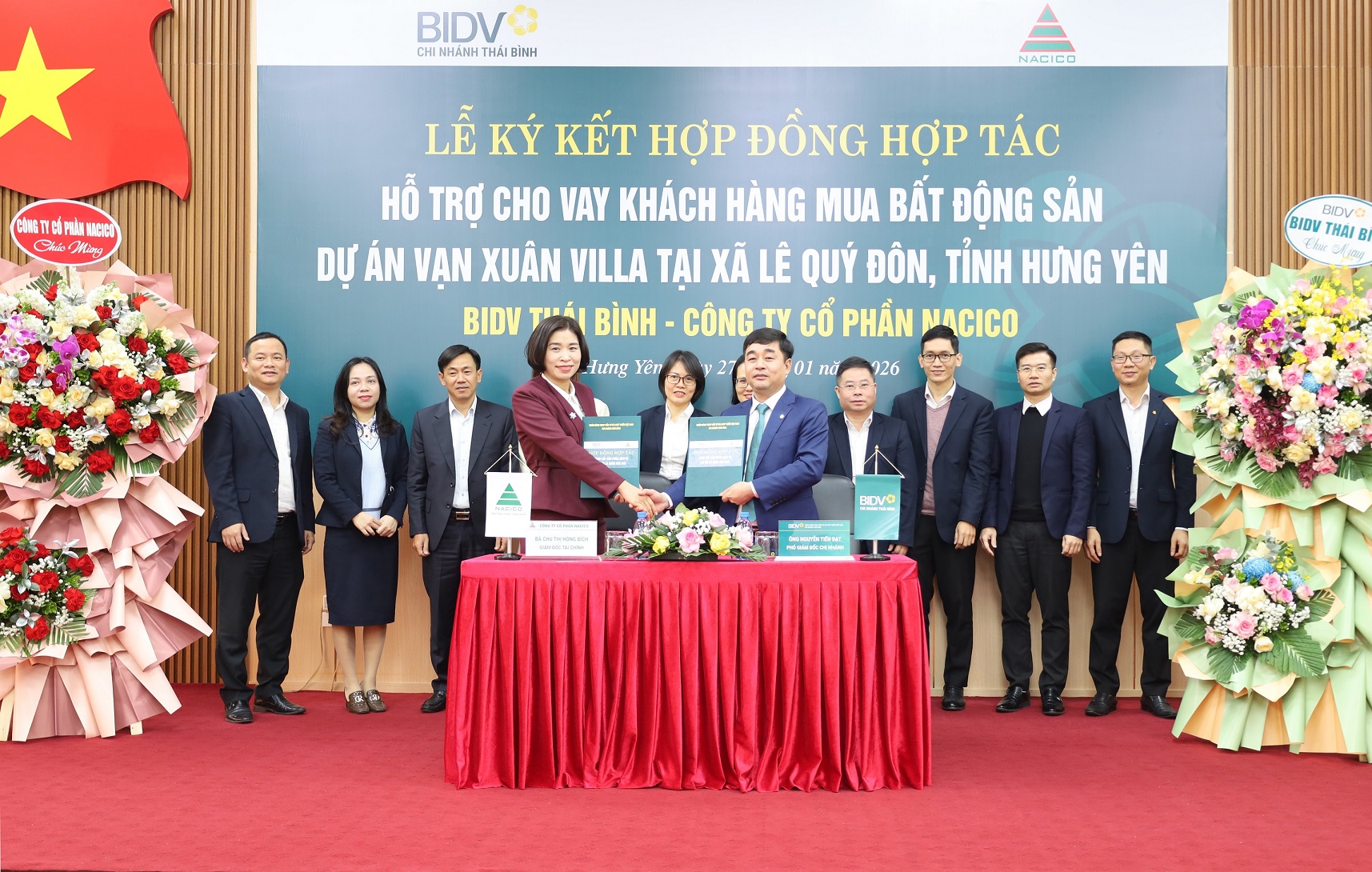 NACICO KÝ KẾT HỢP TÁC BIDV THÁI BÌNH, HỖ TRỢ CHO VAY KHÁCH HÀNG DỰ ÁN VẠN XUÂN VILLA 