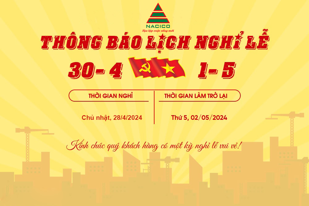 THÔNG BÁO NGHỈ LỄ 30 THÁNG 4 - 1 THÁNG 5