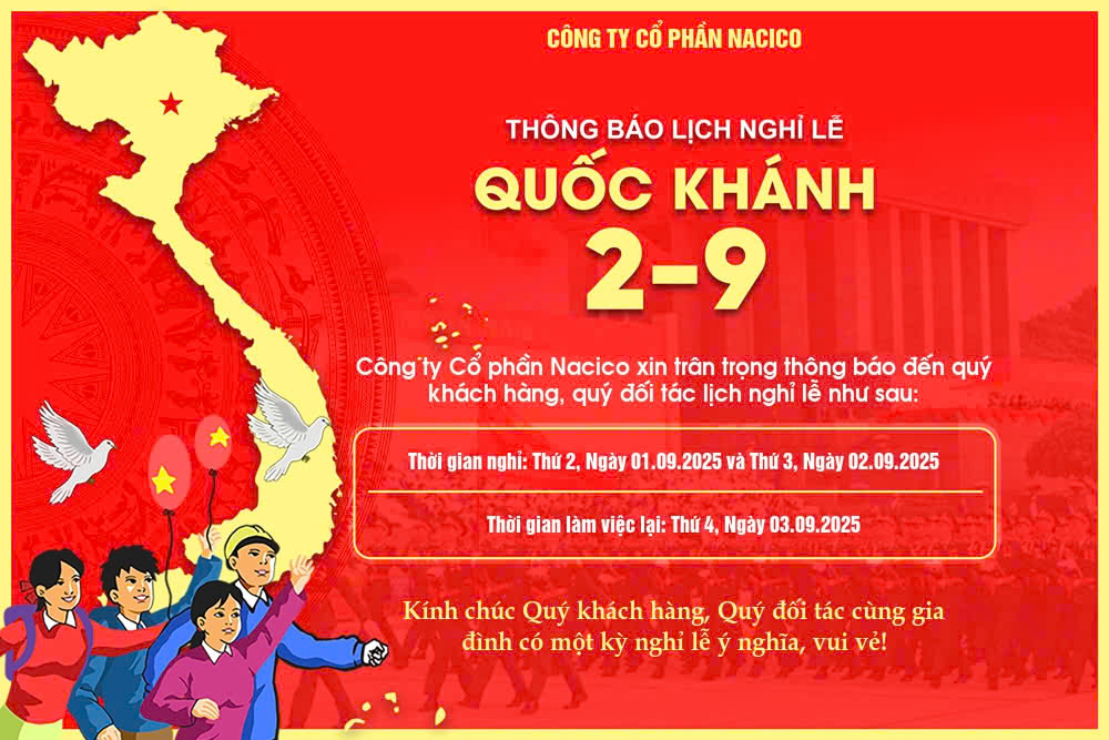 THÔNG BÁO LỊCH NGHỈ LỄ QUỐC KHÁNH NGÀY 02/09