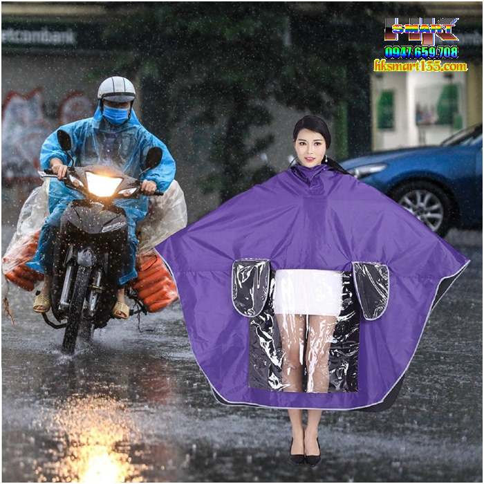 Áo mưa phản quang có kính che mặt