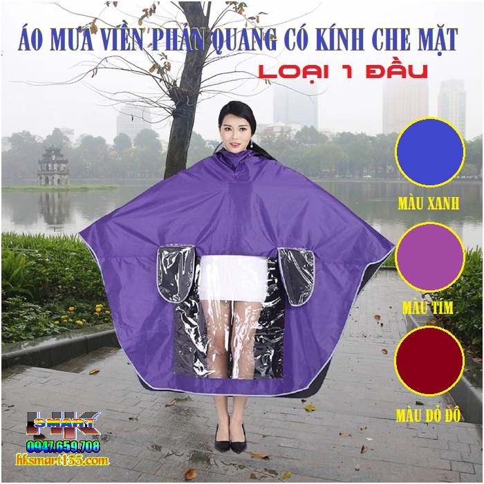 Áo mưa phản quang có kính che mặt