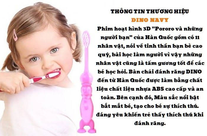 Bàn chải đánh răng hình thú DINO NAVY an toàn cho bé