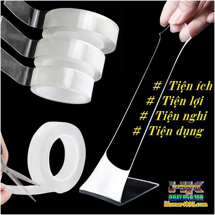 Cuộn băng dán silicon 2 mặt trong suốt siêu dính