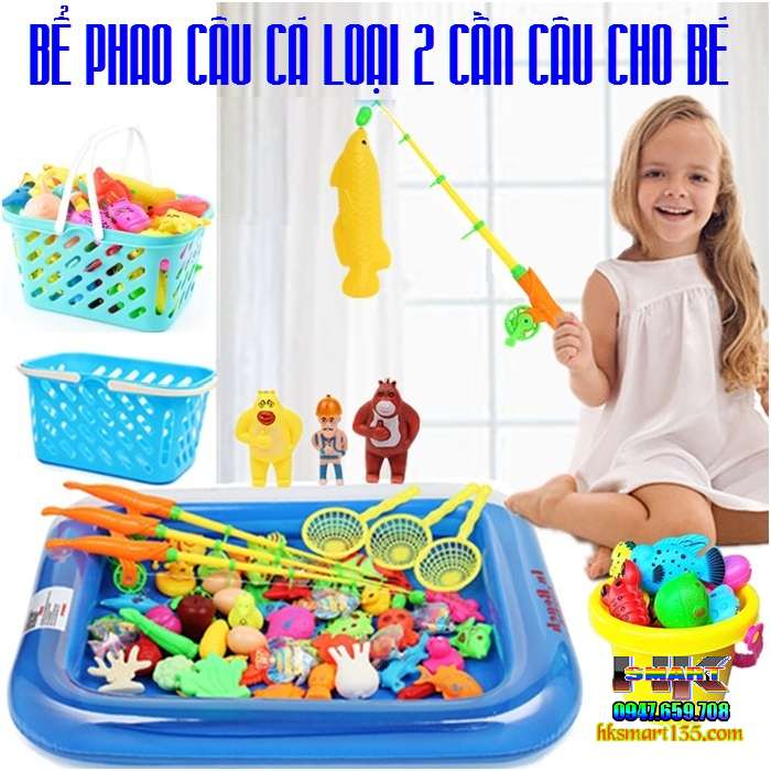 Bộ bể phao câu cá 2 cần cho bé