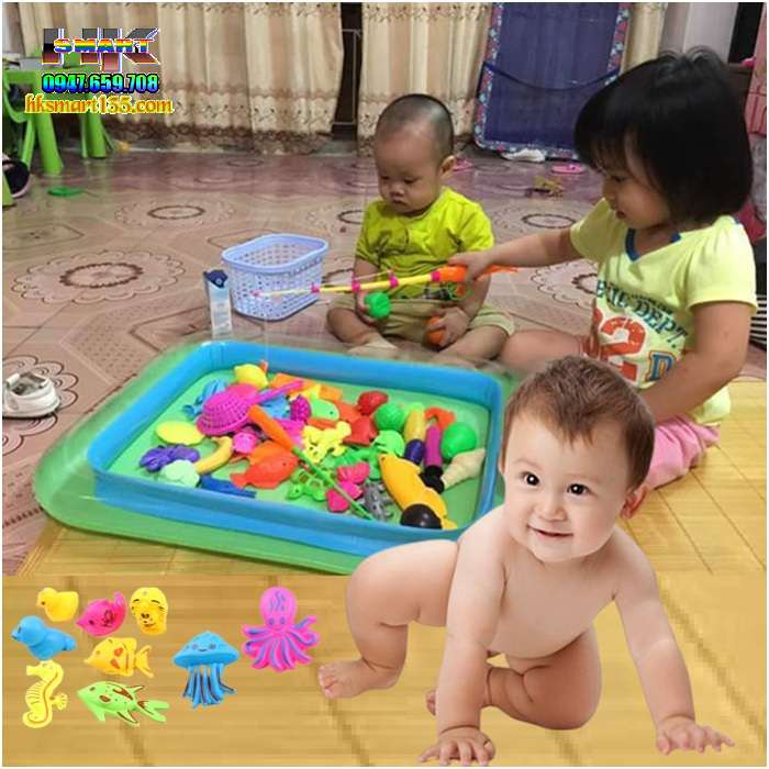Bộ bể phao câu cá 2 cần cho bé