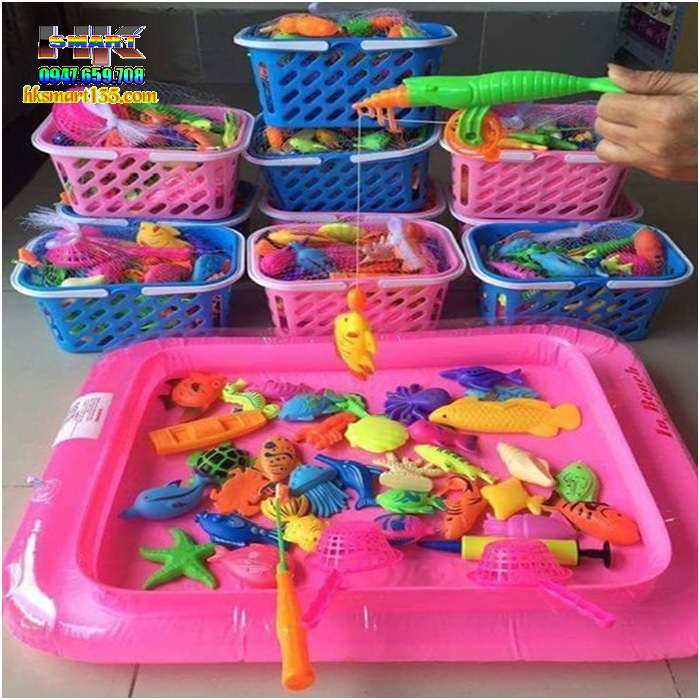 Bộ bể phao câu cá 2 cần cho bé