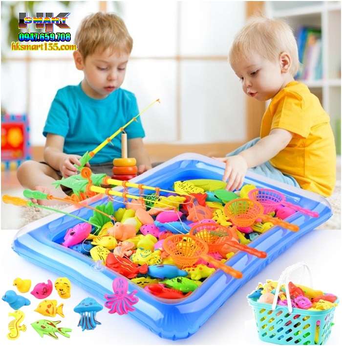 Bộ bể phao câu cá 2 cần cho bé