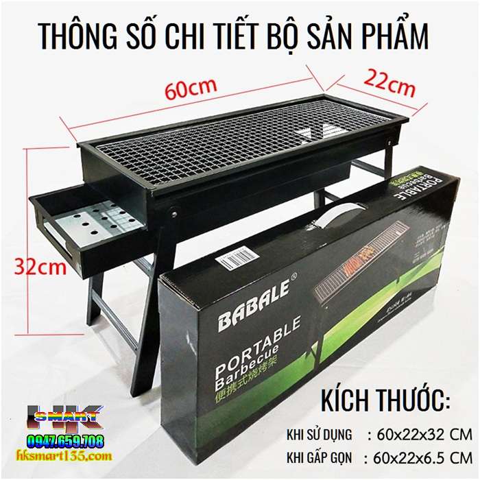Bếp nướng than hoa du lịch loại dài