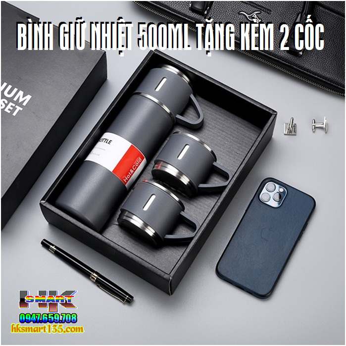 Bình giữ nhiệt 500ml tặng kèm 2 cốc