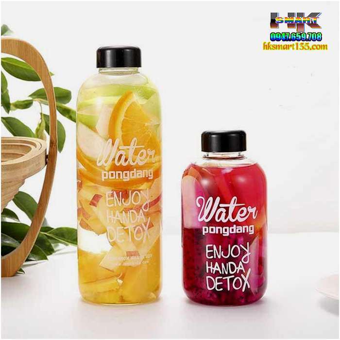 Bình nước pongdang detox kèm túi vải