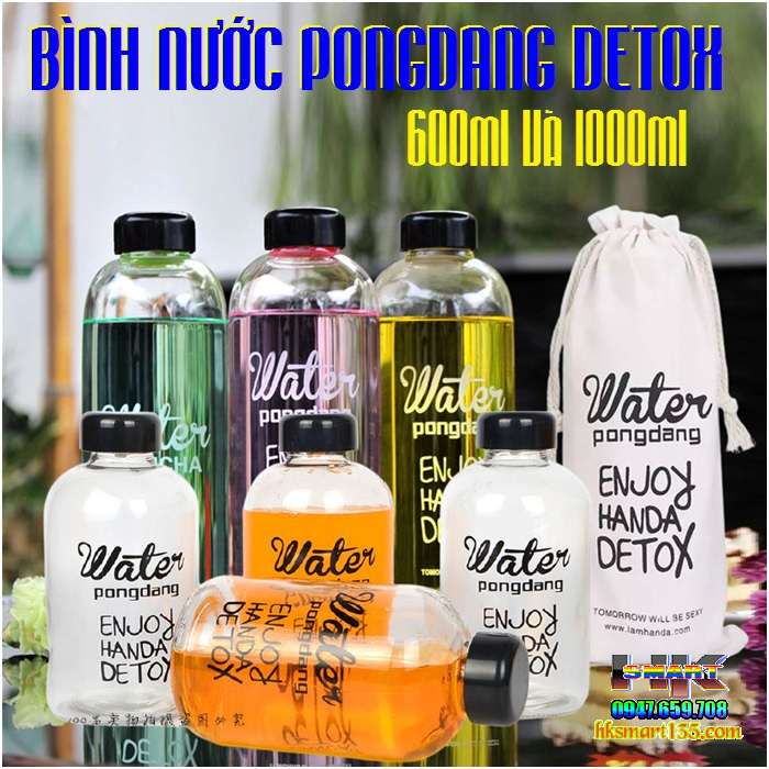 Bình nước pongdang detox kèm túi vải