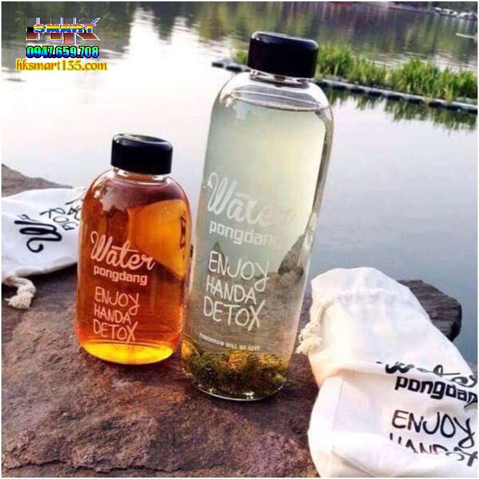 Bình nước pongdang detox kèm túi vải