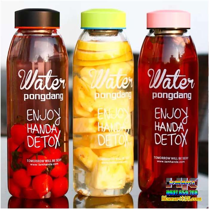 Bình nước pongdang detox kèm túi vải