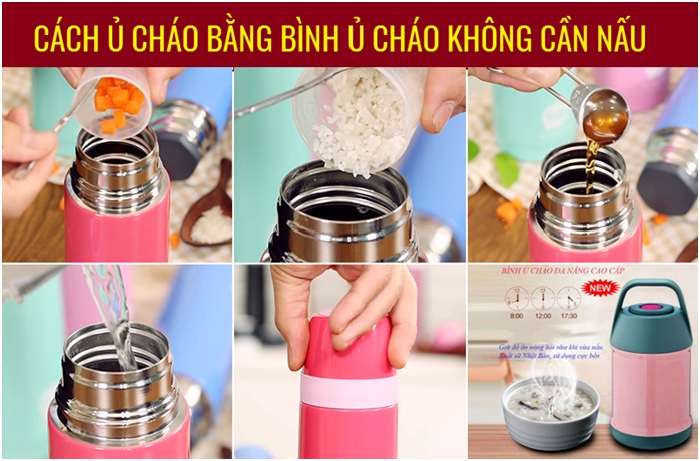 Bình ủ cháo giữ nhiệt tự nấu không cần đun
