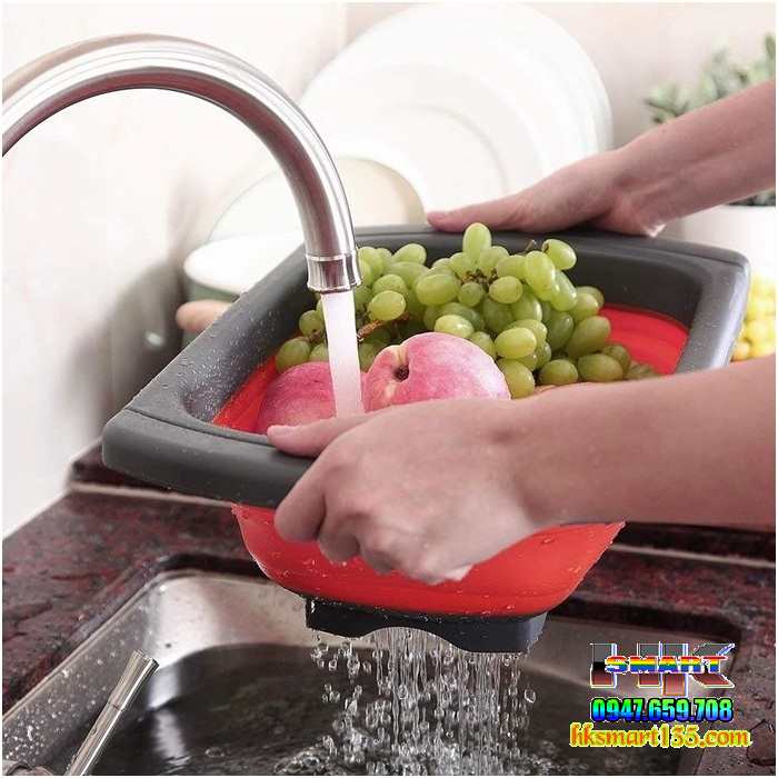 Bộ 2 Rổ Silicon Hình Chữ Nhật Xếp Gọn Đa Năng