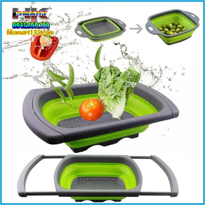 Bộ 2 Rổ Silicon Hình Chữ Nhật Xếp Gọn Đa Năng