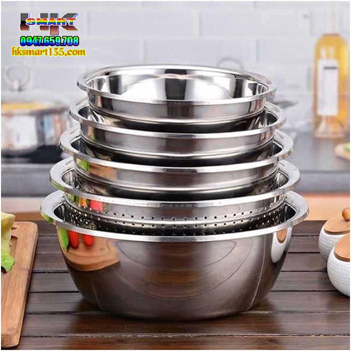 Bộ 5 tô inox nhiều kích cỡ dùng cho nhà bếp