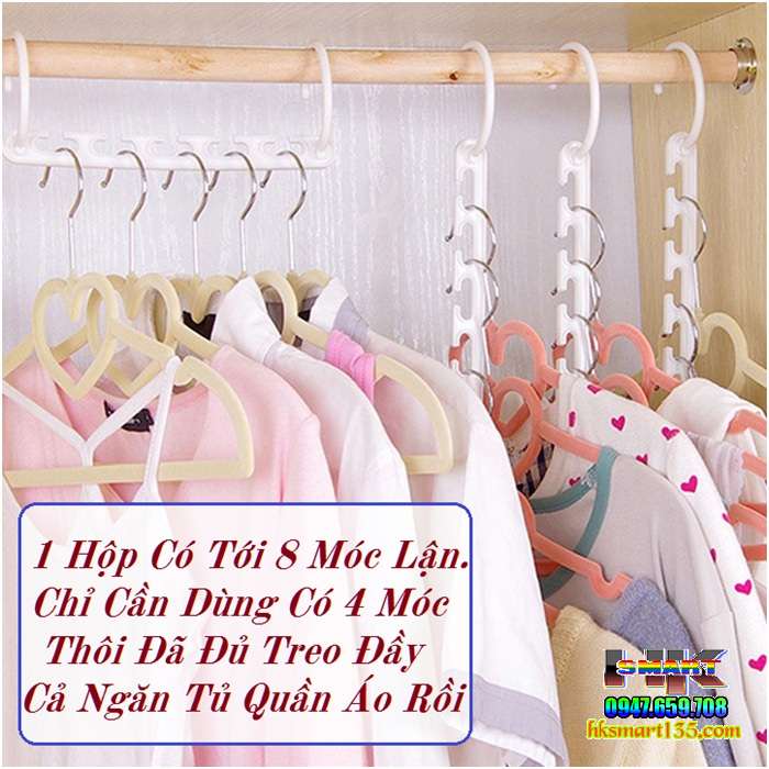 Hộp 8 móc treo quần áo thông minh