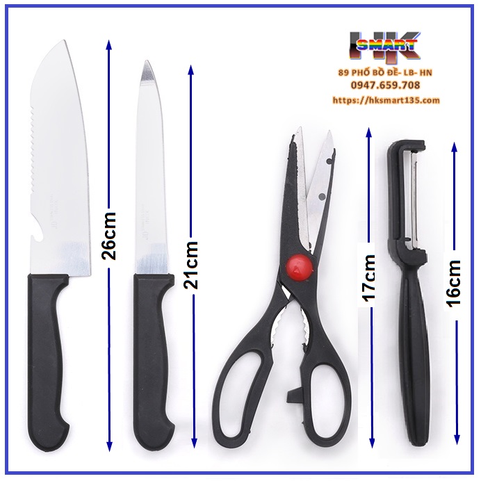Bộ dao kéo làm bếp 4 món