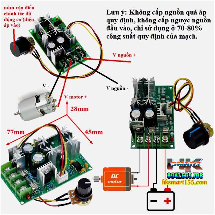Mạch điều khiển tốc độ động cơ PWM DC công xuất lớn