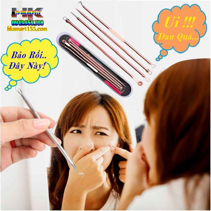 Bộ 4 cây 8 đầu nặn mụn chuyên nghiệp