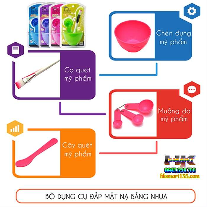 Bộ dụng cụ trộn mặt nạ đắp mặt 4in1