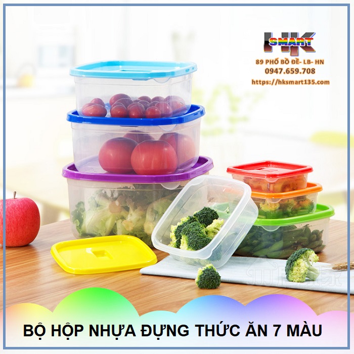 Bộ hộp nhựa đựng thức ăn 7 màu