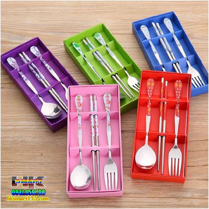 Bộ Thìa- Dĩa- Đũa Cá Nhân Kèm Hộp Đựng