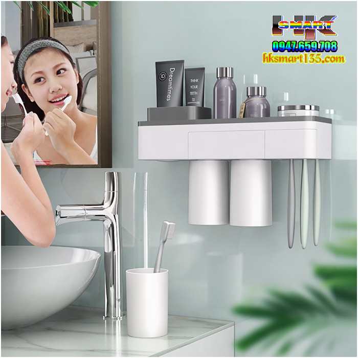 Kệ đựng bàn chải, kem đánh răng treo tường đa năng OENON