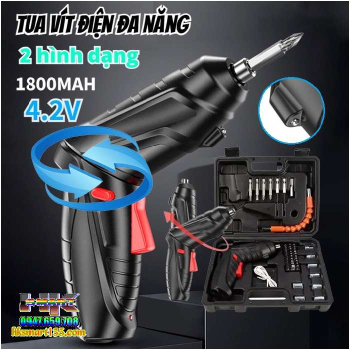 Bộ Máy Khoan Vặn Vít Mini-Tô Vít Điện Không Dây Pin Sạc Lithium 3,7v