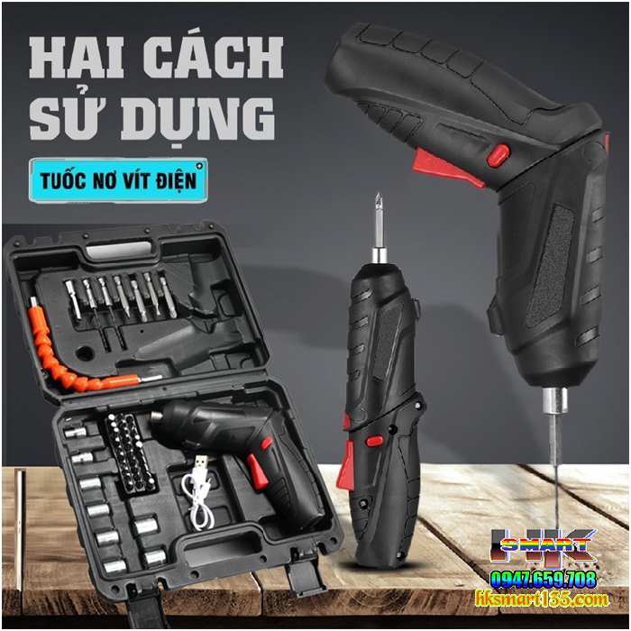 Bộ Máy Khoan Vặn Vít Mini-Tô Vít Điện Không Dây Pin Sạc Lithium 3,7v