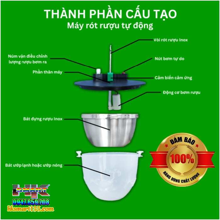 Máy rót rượu thông minh tự động tích hợp bát ướp
