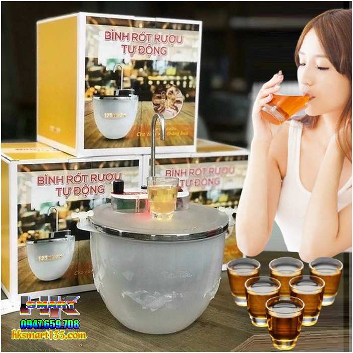 Máy rót rượu thông minh tự động tích hợp bát ướp