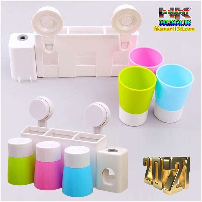 Bộ nhả kem đánh răng tự động kèm 3 cốc hút chân không