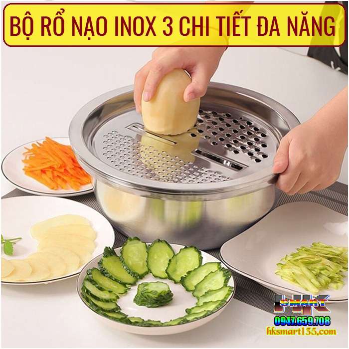 Bộ Rổ Nạo Inox 3 Chi Tiết Đa Năng