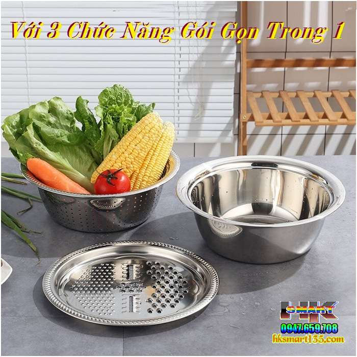 Bộ Rổ Nạo Inox 3 Chi Tiết Đa Năng