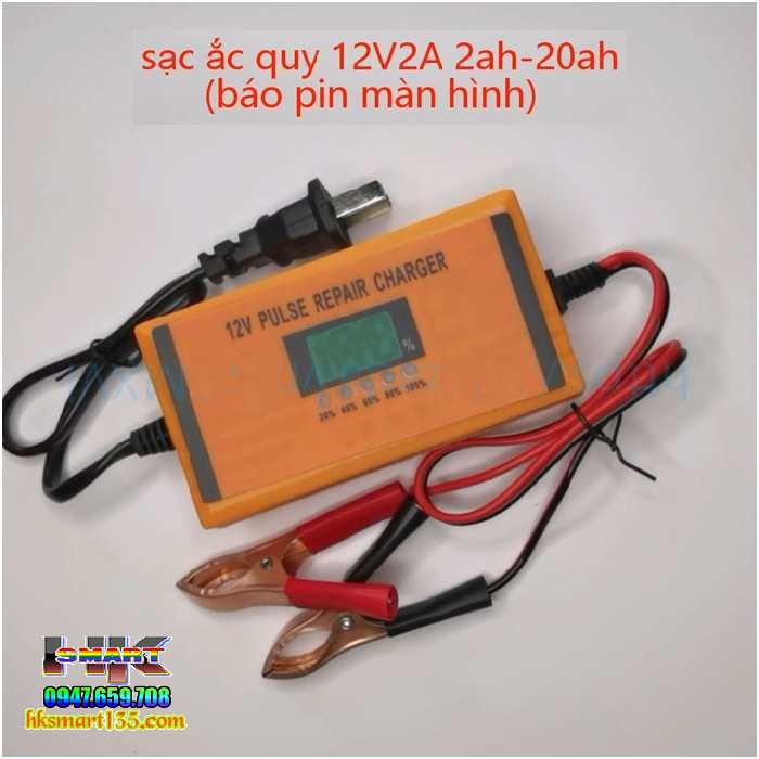 Sạc bình ắc quy ô tô xe máy 12v2A 2ah-20ah tự ngắt khi đầy