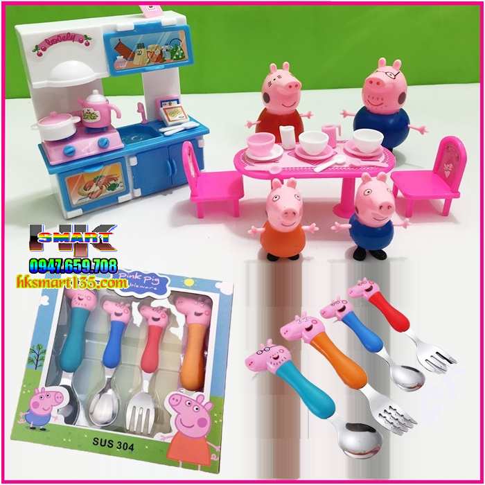 Bộ thìa dĩa inox hình Peppa pig