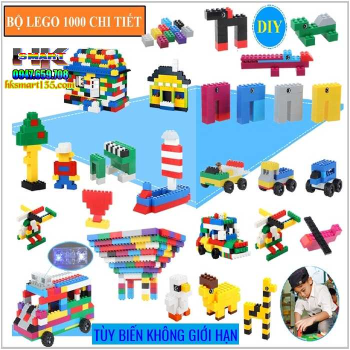 Bộ xếp hình lego 1000 chi tiết cho bé